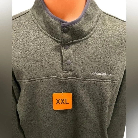 NWT Eddie Bauer Radiator Fleece Snap Front Pull over Men's Heather Green Sz XXL - Picture 4 of 14